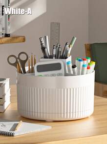 1 件 5 槽 360 度旋转笔筒收纳桶,办公桌笔筒,办公桌收纳盒及配件,桌面收纳文具用品收纳盒,可爱铅笔杯桶,适用于办公室、学校、家庭返校、返校、学校用品、铅笔盒、铅笔袋、书包 - 均碼 - 查看 9