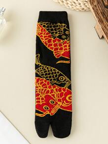 1 Pair Women's Japanese Style Two-Toe Socks, Skin-Friendly Soft And Fashionable Versatile