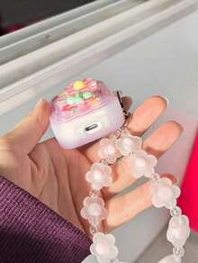 Summer Wavy Edged 3D Flower Design Protective Cover Case For Airpods. Summer Dopamine - 粉色 - 查看 12