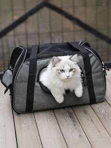 便携式猫笼 - 适用于中型猫和体重不超过 15 磅的小型犬的软边猫笼、宠物包、航空认可的旅行犬笼、手持式宠物笼、宠物背包 - 彩色 - 查看 4