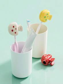 1 pieza/2/3 piezas Soporte para cepillo de dientes con forma de hongo, Cubierta protectora para cabezal de cepillo de dientes de viaje con diseño "SUERTE", Material ABS reforzado, Agarre fuerte y múltiples colores, Apto para uso diario, viajes, viajes de negocios, hoteles, hogar y vuelta al colegio