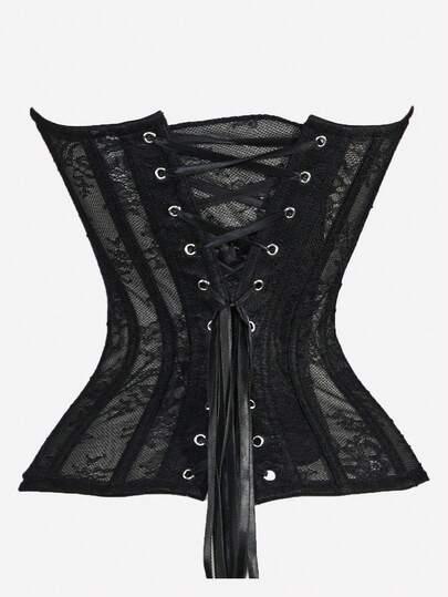 Loungeista 1pc Fashionable Elegant Mesh Bustier Bra With Cupfor Summer