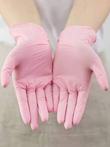 100 Pink Disposable Nitrile Gloves - Latex-Free, Suitable For Cleaning, Professional Protective Gloves - Pink - View 2