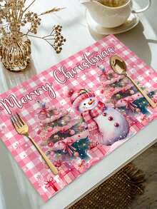 2/4/600入聖誕主題裝飾餐墊，粉色聖誕樹、聖誕雪人、Merry Christmas，聚酯纖維餐墊，適用於聖誕餐桌佈置、聖誕派對、聚會、居家裝飾，30x45cm - 彩色 - 查看 11