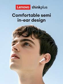 Lenovo Auriculares Bluetooth  LP23, de media oreja con sonido estéreo de alta fidelidad y micrófono sensible, llamadas de voz de alta definición, cancelación inteligente de ruido, modo dual de música y juegos, sincronización audiovisual de baja latencia, auriculares inalámbricos de larga duración para teléfonos inteligentes y computadoras