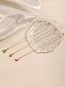 1 pieza Collar de mujer de moda con colgante de árbol de Navidad, calcetín, bastón de caramelo, collar gargantilla para uso diario