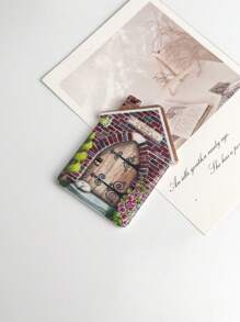 1pc Cute Countryside Floral Warm House Shaped Metallic Foil Melamine Fridge Magnet, Suitable For Home Decor, Daily Use And Holiday Gifts