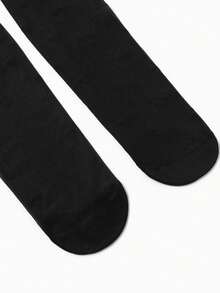 1pc Women's Thin Heart Print Black Stockings - Black - View 3