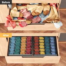 1pc Foldable Drawer Organizer Divider, Fabric Storage Box For Clothes, Underwear, Bras, Ties, Accessories, Socks - Grey - View 7