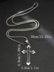 1 Peça Colar Pingente de Cruz em Aço Inoxidável, Acessório de Moda Versátil para Homens, Adequado para Festa, Uso Diário e Estilo Hip-Hop