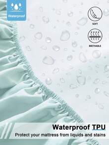 1 tấm bảo vệ nệm chống thấm nước màu trơn, thân thiện với da, mềm mại và thoải mái, dùng làm ga trải giường, tấm lót nệm ngủ ấm cúng, phù hợp cho mọi mùa. - Màu xanh Bạc hà - Xem 6