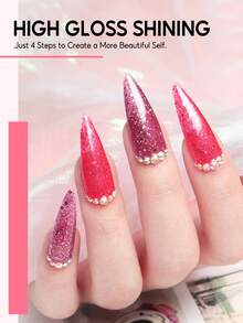 60PCS Gel Nail Polish Kit Glitter Green Pink Gel Polish Kit 5pcs Base Top Coat & Silver Golden Glitter Top Coat Set For Women 55 Colors Gel Polish Set Manicure Salon Gift Nail Art DIY Kit - Sweet Desires - 查看 9