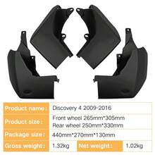 4Pcs Car Mud Flaps Splash Guards Mudguards Replacement, Front And Rear Side Mudflaps Fenders Kit, Compatible For Rover Discovery 4 2009-2016 - Black - View 2