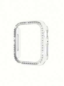 1 Piece Semi Pack Hard Case With Diamond Inlaid Border Transparent Watch Case Protective Cover, Suitable For Apple Watch Protective Case WatchS10/S9/8/7/6/5/SE/4/3 Protective Cover 38mm/40mm/41mm/42mm/44mm/45mm/46mm/49mm (Excluding Watch And Strap)