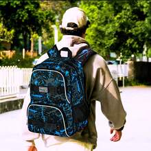 17 Inches Backpack For Boys Men, 3Pcs College Laptop Backpacks With Lunch Bag, Water Resistant Graffiti School Bookbag Set For Teens Students(Blue) - 藍色 - 查看 6