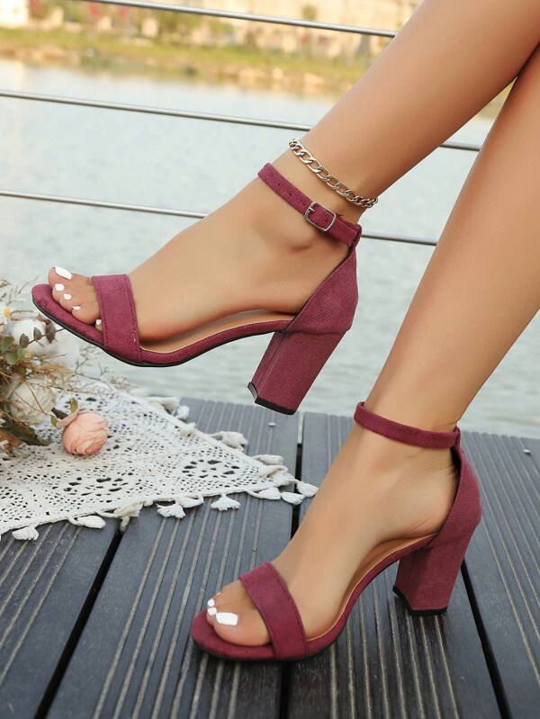 Teens' Open Toe Criss-Cross High Heel Sandals, Simple Buckle Strap Comfortable Girl's High Heel Sandals
