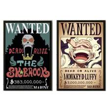 ONE PIECE 1/2/3/6件套复活节流行卡通海报印刷帆布墙画，适用于卧室、客厅、酒吧、咖啡厅、入口处，无框墙面装饰