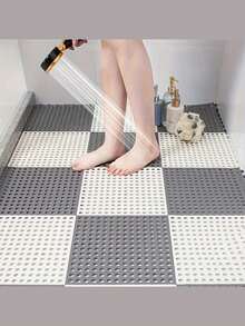 Thảm tắm cong lớn màu trắng 54x54cm/21x21 inch, thảm phòng tắm, thảm phòng tắm hình quạt có thể giặt máy, thảm tắm chống trượt có giác hút, rất tốt cho người già, có lỗ thoát nước, dùng để đảm bảo an toàn và trang trí bồn tắm, trang trí nhà bếp. - Nhiều màu - Xem 14