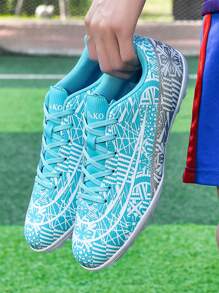 1 双青少年印花 PU 皮革，耐磨、防钉、防滑、稳定的专业足球鞋，适合所有季节的日常运动