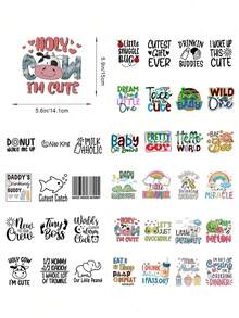 3/6/12/30/36 Sheets Baby Shower Decorations,Baby Iron On Patches For Clothes,Funny Shower Games Dtf Transfers Ready To Press Decorating Kit For DIY Crafts - Multicolor - View 13