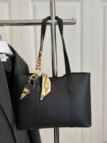 全新奢华图案百搭女士单肩托特包 - 黑色 - 查看 9