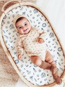 两件套平织棉婴儿床单、柔软透气婴儿床床垫罩、新生儿必备用品 - 彩色 - 查看 3