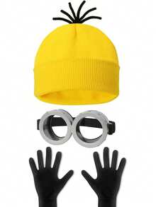 3 件套万圣节成人配饰套装，复古护目镜、黄色无檐小帽、手套，适合男女蒸汽朋克角色扮演派对套装 - 彩色 - 查看 6
