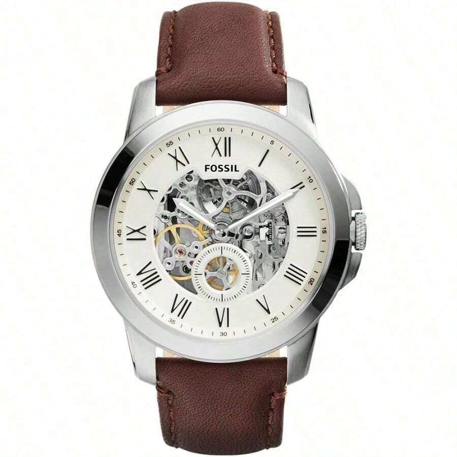 Fossil Fossil Men's Automatic Mechanical Leather Three-Hand Watch Stainless Steel Case/Scratch-Resistant Glass Mirror ME3052/ME3053/ME3054/ME3095