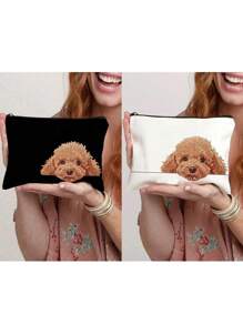 小狗图案化妆包、美容包、洗漱包、时尚便捷的户外活动配件迷你包、女士零钱包、简约手提包、多功能美容包、便携包、户外运动礼品旅行学校用品旅行必需品化妆包假日必需品化妆包化妆包化妆袋化妆品收纳袋假日冬季豹纹腊肠犬女士礼物返校用品