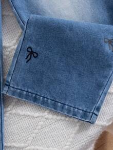 2pcs Baby Girls' Cute Bow Printed Sweatshirt And Pants Set, Casual And Fashionable Outfit For Daily, Outdoor, Commuting, School, Holiday And Photo Shooting, Suitable For Spring And Autumn