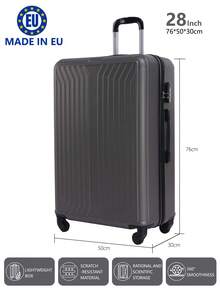 歐洲製造，行李箱學校宿舍必備品大學宿舍必備品學校行李箱旅行箱行李箱耐度假必備手提行李箱旅行箱、輪式行李箱套裝、登機箱，托運箱，四輪行李箱、硬殼拉桿箱、ABS 材質， - 深灰色 - 查看 4