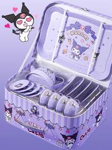 Sanrio Kuromi 茶会套装，16 件儿童茶会套装锡茶壶杯礼品套装过家家学龄前厨房玩具带茶壶礼盒适合儿童女孩，锡茶会套装下午茶时间游戏套装带金属茶壶茶杯游戏餐具公主玩具礼物。 - 彩色 - 查看 5