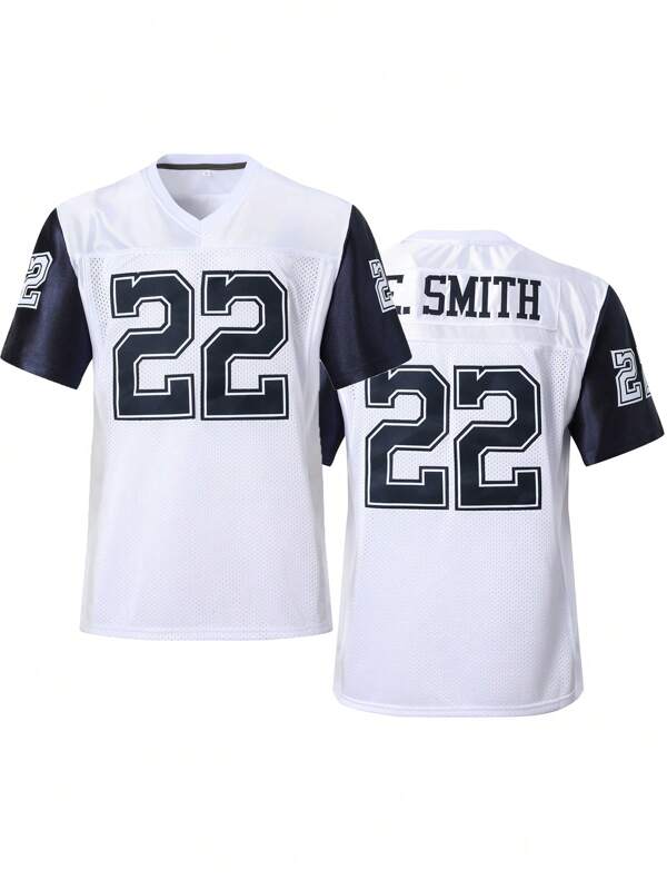Men's Football Jersey 22 White Embroidered Sports T-Shirt Casual Training Competition Short Sleeved Top
