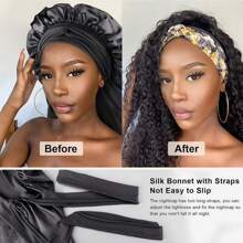 Women's Bonnets, Solid Color With Tie Closure, Silky Smooth Fashionable Satin Cap, Casual And Comfortable Hair Protection Cap For Sleep, Non-Slip Nightcap. - View 8