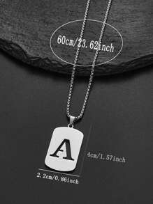 1 Peça Colar com Pingente de Etiqueta Geométrica de Aço Inoxidável com Letra em Inglês, Acessório de Moda para Homens, Adequado para Festa e Uso Diário