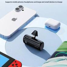 便携式充电器兼容 ，带二合一连接器，5000mAh 小型移动电源，快速充电兼容 16/15/14/13/12/11 系列、S25/24、Android，适合夏季假期户外旅行/露营和紧急备用移动电源，适合送给家人、朋友、生日户外的礼物 - 粉色 - 查看 3