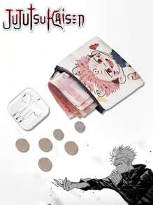Jujutsu Kaisen 1 pieza Billetera miniatura personalizada con diseño de personaje de anime Gojo, bolsa para cambio de patrón de dibujos animados linda y de alta belleza para hombres y mujeres, bolsa de almacenamiento para auriculares Bluetooth y artículos de papelería