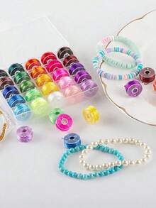 25Roll Elastic String For Bracelets Making,Sturdy Rainbow Elastic String Elastic Cord ,25 Color High Stretch Beading Elastic String For Jewelry Making, Necklaces And Jewelry Making - Crystal String Cord - View 4