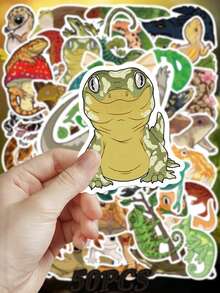 50pcs Colorful Reptile Stickers - Cartoon Lizard, Snake, Toad Decals For Laptops, Suitcases, Phones - PVC, Self-Adhesive, Mixed Colors, Asymmetrical Shapes, Fun Decoration, Whimsical Decor | Vibrant Animal Stickers | PVC Stickers, Reptile Accessories, Perfect For Winter, New Year - Multicolor - View 6