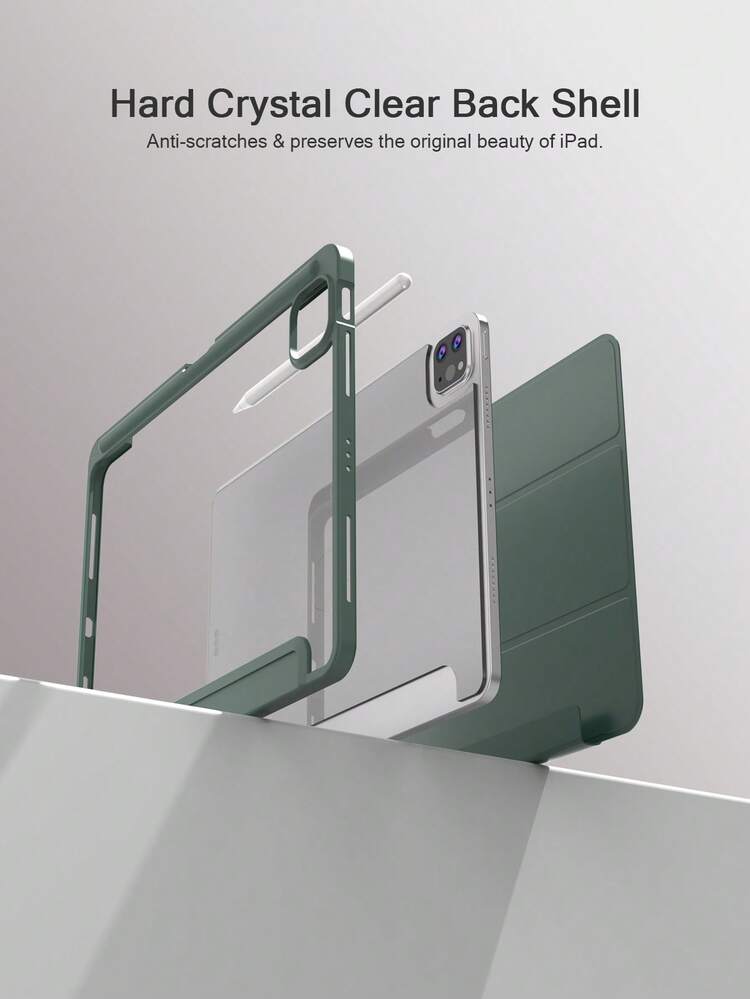 Tablet Case For IPad A16 11th/10th Generation, 9th/8th/7th 10.2 Inch, Air 10.9" 11", Pro 11, Air 13, Pro 12.9 With PU Leather Flip Accessory - Dark Green - View 5