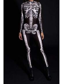 Halloween Decor ALBIZIA Women's Skull Skeleton Halloween Costume Jumpsuit Bodysuit Cosplay Bodysuit Outfit