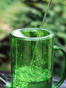 1 件高品质耐用塑料浇水壶，适用于室内外植物 - 带测量标记（毫升/盎司）的基本园艺工具，绿色和透明灰色设计，非常适合家庭使用