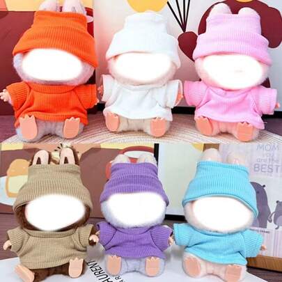 3pcs Bubu Doll Keychain, Clothes Hanger Accessories, Cute Basic 2 Pieces Outfit For Bubu Doll