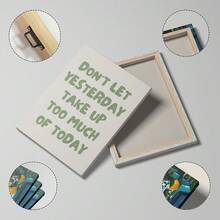 1 幅积极正面的墙面艺术画，鼠尾草绿色帆布印刷画，印刷海报，复古美学装饰，适用于卧室、客厅或办公室、公寓装饰，无框或带框 - 彩色 - 查看 2