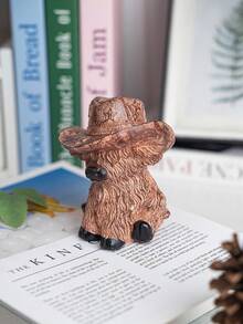 1 件牛仔帽高地牛造型家居装饰雕像