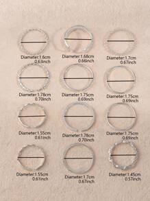12 件简约链条扭纹开口戒指套装，适合日常佩戴