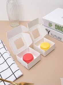 10 件迷你包装纸盒，带透明窗口，小尺寸蛋糕盒，杏仁饼盒，适用于节日、派对、糖果、M&M 巧克力豆、小饼干、迷你蛋糕、零食包装 - 紙本 - 查看 5