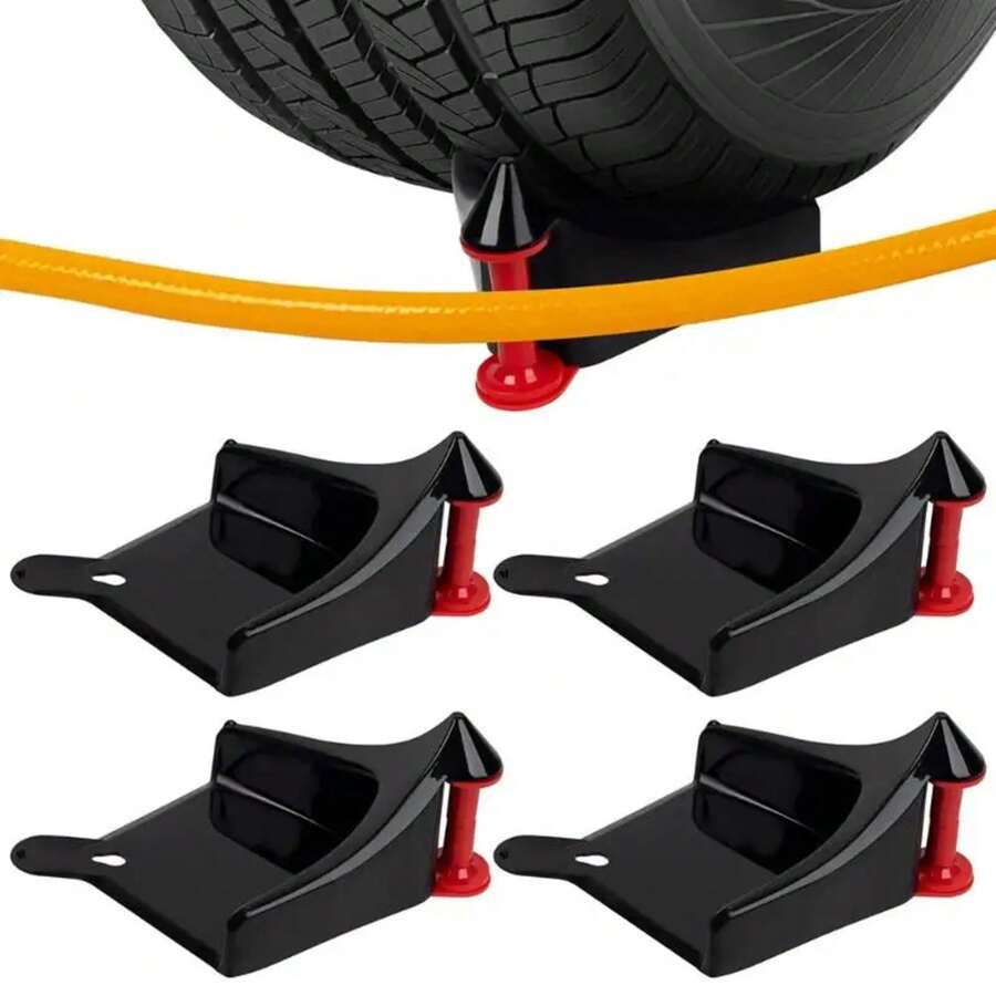 2025 Cuña de neumático deslizante para lavado de autos, herramientas anti-pellizco, guías de manguera, herramienta de detallado/lavado para evitar daños en las ruedas - 1 pieza roja - Ver 1