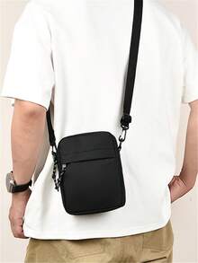 Men's Casual Sports Mini Phone Bag, Fashionable Minimalist Lightweight Messenger Bag - Black - View 1