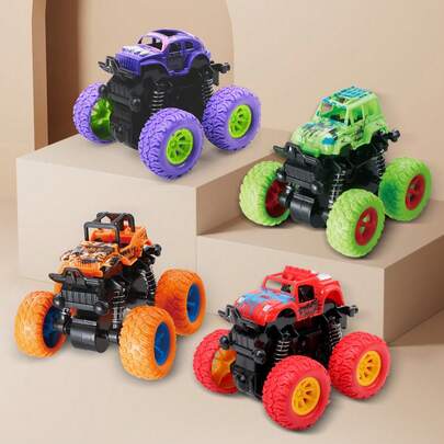 Monster Truck Toy, Friction Powered Reversible Remote Control Car Set, Gift For Boys 3-7 Years Old, Random Color,Toys For Boys,Kids Toys